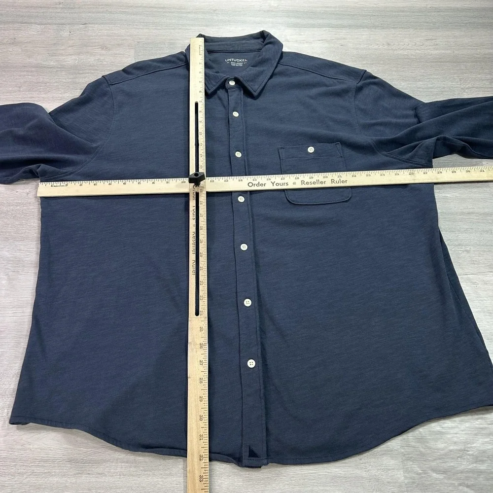 UNTUCKit Shirt Mens‎ 3XL Blue Lester Jersey Cotton Button Front Long Sleeve